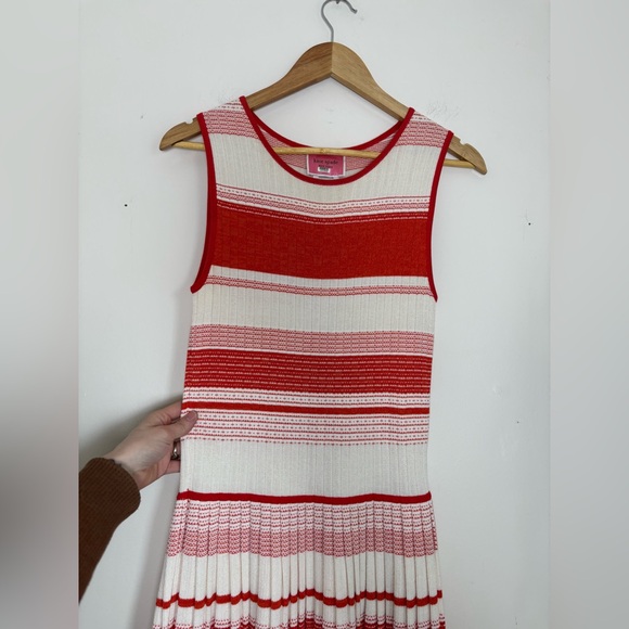 Kate Spade New York Striped Sleeveless Woven Knit Pleated Sweater Dress - Picture 5 of 8